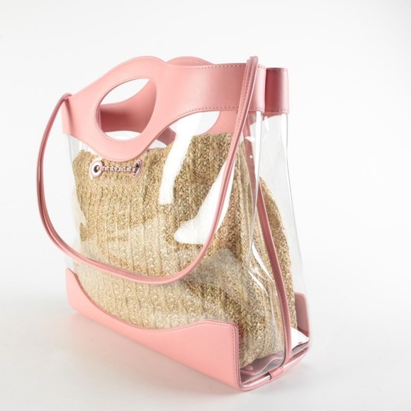 ✧ CHANEL pink leather, PVC & straw tote bag - Picture 4 of 14